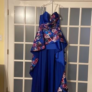 Blue floral high low dress